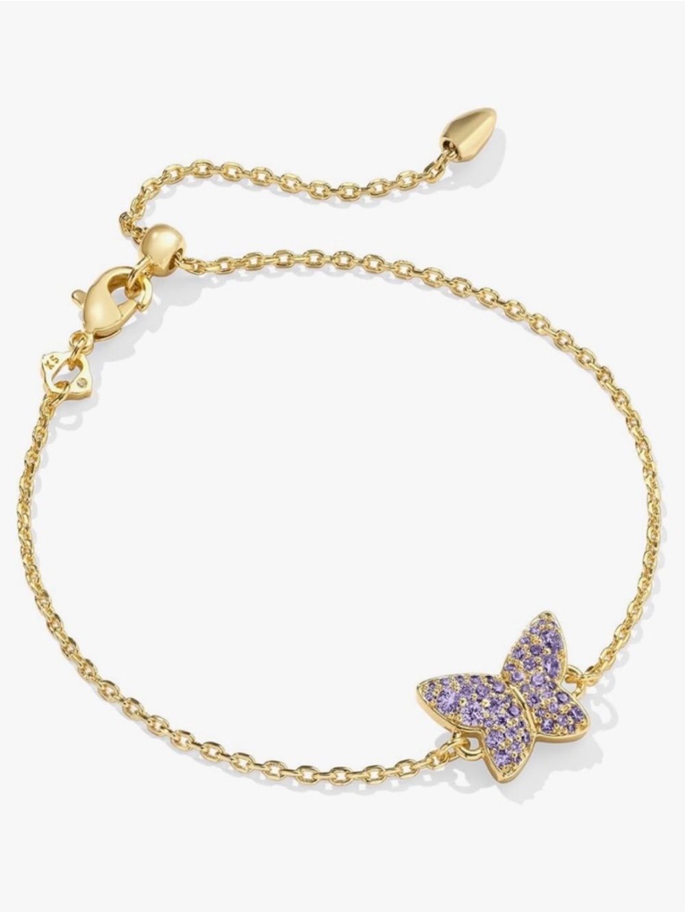 NWT Kendra Scott Lillia Butterfly Gold Delicate Bracelet in Violet Crystal - Picture 6 of 6
